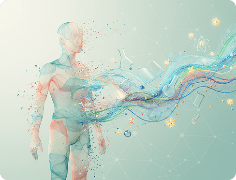 Student with holographic brain visualization